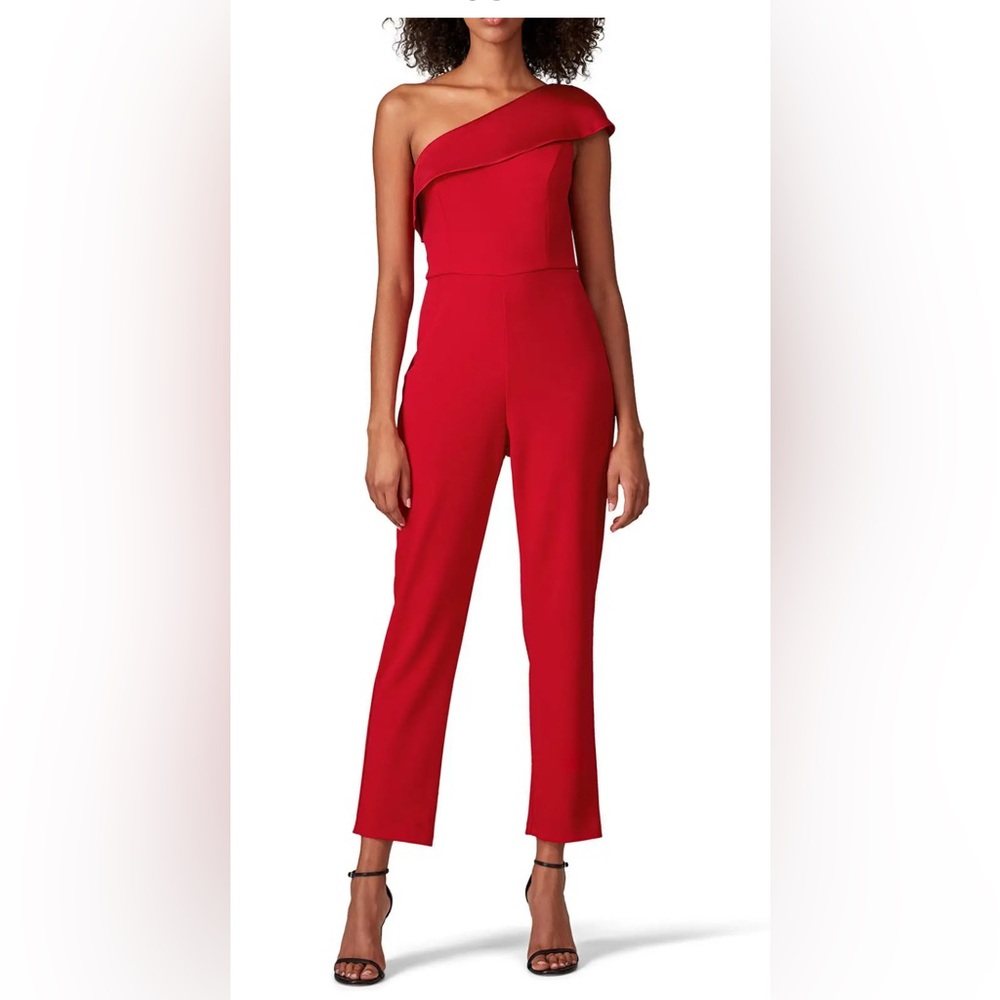Adrianna Papell Red One-Shoulder Jumpsuit